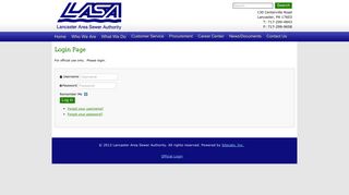 Login Page - Lancaster Area Sewer Authority
