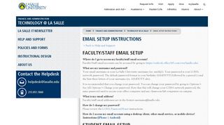 Email Setup Instructions | Technology @ La Salle - La Salle University