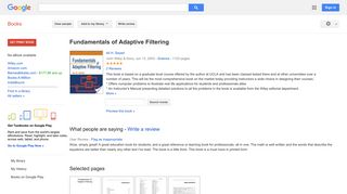 Fundamentals of Adaptive Filtering - Google Books Result