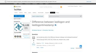 Difference between lastlogon and lastlogontimestamp - Microsoft