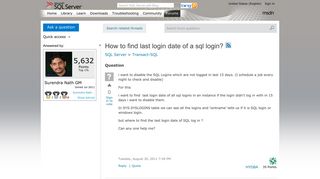 How to find last login date of a sql login? - MSDN - Microsoft
