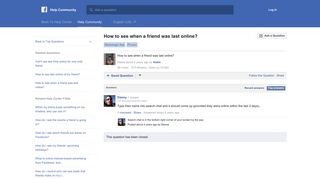 How to see when a friend was last online? | Facebook Help Community