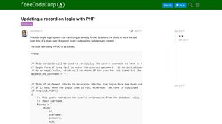 Updating a record on login with PHP - Databases - The freeCodeCamp ...