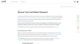 Recover Your Lost Master Password - LogMeIn Support - LogMeIn, Inc.
