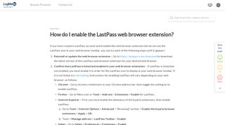 How do I enable the LastPass web browser extension?