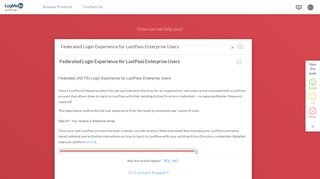 Federated Login Experience for LastPass Enterprise Users