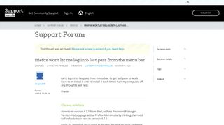 friefox wont let me log into last pass from the menu bar | Firefox ...