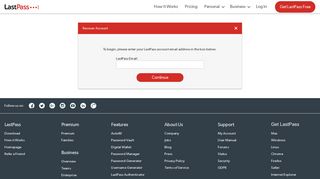 LastPass - Recover Account