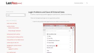 Login Problems and Save All Entered Data | User Manual - LastPass