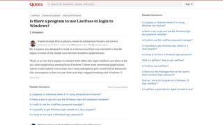 Is there a program to use LastPass to login to Windows? - Quora