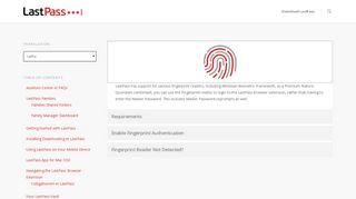 Fingerprint Authentication | User Manual - LastPass
