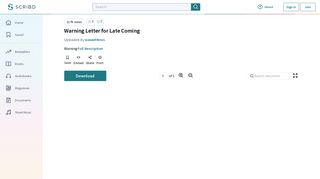 Warning Letter for Late Coming - Scribd