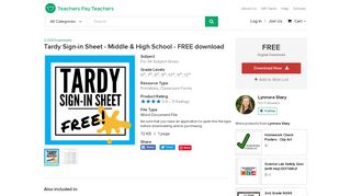 Tardy Sign-in Sheet - Middle & High School - FREE download by ...