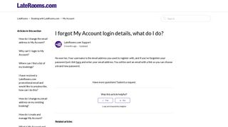 I forgot My Account login details, what do I do? – LateRooms