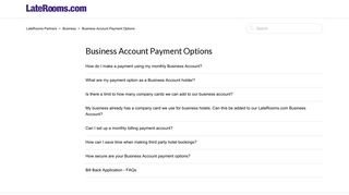 Business Account Payment Options – LateRooms Partners