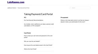 Taking Payment/Card Portal – LateRooms Partners