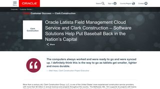 Oracle Latista Field Management Cloud Service and Clark Construction