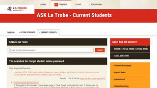 forgot student online password - FAQs for Current Students, La Trobe ...