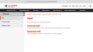 Email, Help and Support, La Trobe University