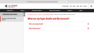 What are my login details and My Account?, Library, La Trobe University