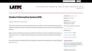Student Information System (SIS) – Admissions - LATTC