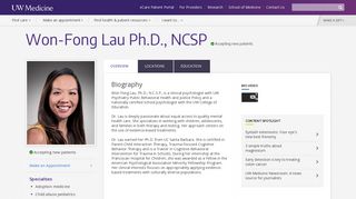 Won-Fong Lau Ph.D., NCSP | UW Medicine