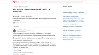 Has anyone tried publishing their stories on Launchora? - Quora