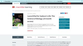 LaunchPad for Sadava's Life: The Science of Biology (24 month access)