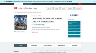 LaunchPad for Phelan's What is Life? (Six Month Access ...