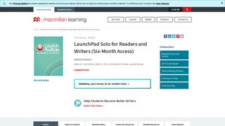 LaunchPad Solo for Readers and Writers (Six-Month Access ...