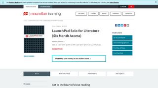 LaunchPad Solo for Literature (Six Month Access) (9781319027346 ...