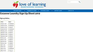 Cezanne Laundry Sign Up Sheet 2019 - Love of Learning ...