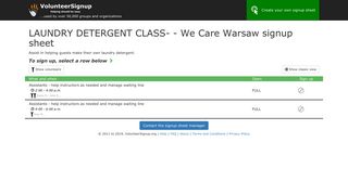 LAUNDRY DETERGENT CLASS- - We Care Warsaw signup sheet