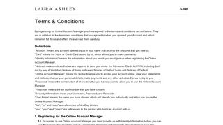 Terms and Conditions - Online Account Manager | Laura Ashley