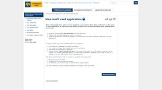 LBC - VISA Online Request - Laurentian Bank