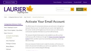 Activate Your Email Account - Wilfrid Laurier University