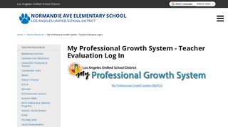 My Professional Growth System - Teacher Evaluation Log In
