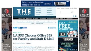 LAUSD Chooses Office 365 for Faculty and Staff E-Mail -- THE Journal