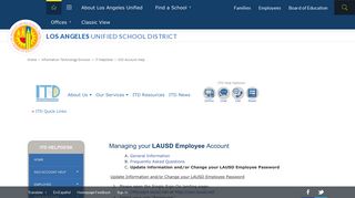 IT HelpDesk / Update information &/or Change your Password - Lausd