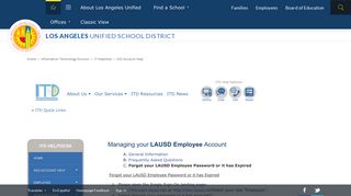 IT HelpDesk / Forgot your Employee Password or it has Expired - Lausd