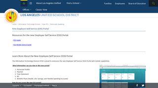 New Employee Self Service (ESS) Portal - lausd
