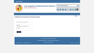 LAUSD Account Activation and Password Reset Home Please enter ...