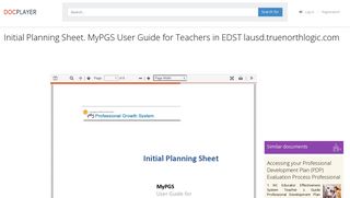 Initial Planning Sheet. MyPGS User Guide for Teachers in EDST lausd ...