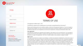 Terms of Use - Lavalife