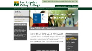Student Portal Help: Los Angeles Valley College