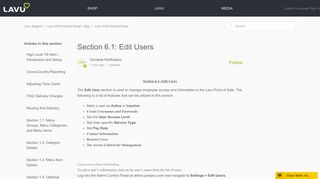 Section 6.1: Edit Users – Lavu Support