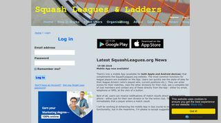 Log in - Squash Leagues & Ladders