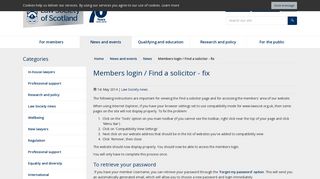 Members login / Find a solicitor - fix | Law Society of Scotland