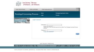 Login - Paralegal Licensing Process - Law Society of Ontario
