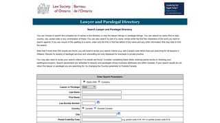 Lawyer and Paralegal Directory - Law Society Ontario